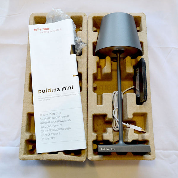 Zafferano Poldina Pro Mini LED-Akkuleuchte Dunkelgrau +++ B-Ware +++