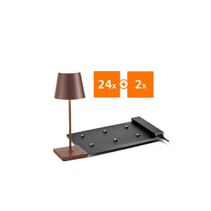 24x Zafferano Poldina Pro Mini LED-Akkuleuchten + 2x Multikontakt-Ladestation