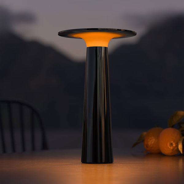 IP44 Lix LED-Tischleuchte mit Akku Dark Chrome +++ Musterleuchte +++