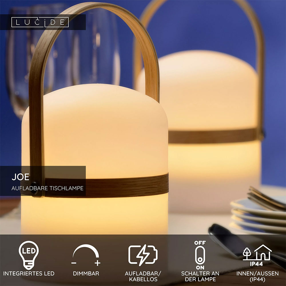 Lucide Joe LED-Tischleuchte mit Akku