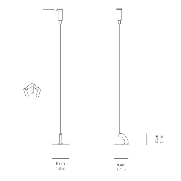 Zafferano Pendeladapter vertikal zu Pencil LED-Akkuleuchte