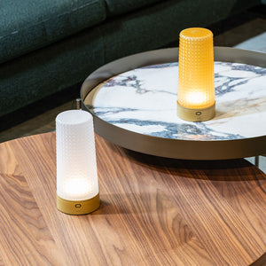 Zafferano Soffio LED-Akkuleuchte Gold matt/Glas Sandgestrahlt +++ Musterleuchte +++